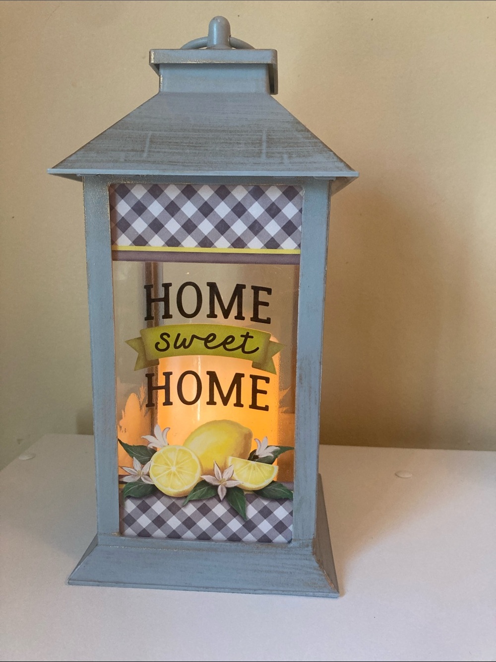 "Home Sweet Home" Decorative Lantern with Lemon Accent